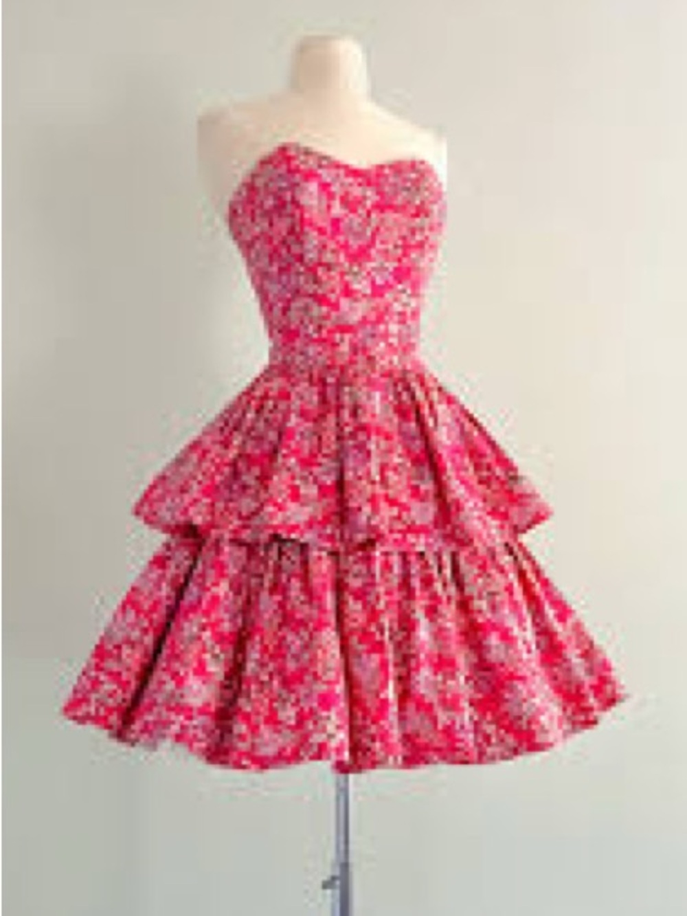 Laura Ashley Strapless Pink Floral Tiered Dress